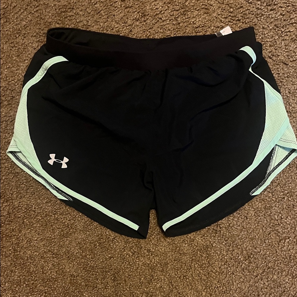 Under Armour Women's Black and Mint Athletic Shorts